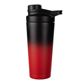 EACHPT Protein Shaker 750 ml Black Red Protein Shaker with Strainer Shaker Stainless Steel Protein Shaker Double-Walled Vacuum Insulated BPA Free and Leak-Proof Thermal Bottle for Protein Sports