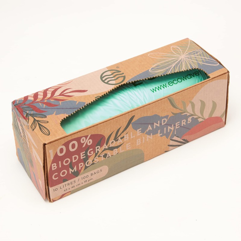 ECO WAVE 100% Biodegradable and Compostable Bin Liners, 10 litres,