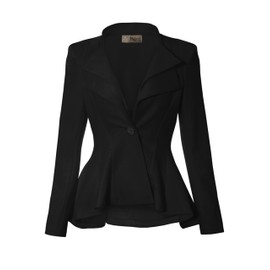 Hybrid & Company Women Double Notch Lapel Office Blazer JK43864 1073T Black Small