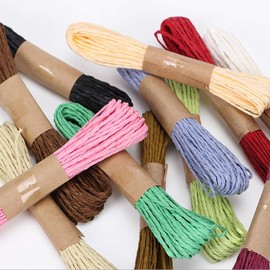 Raffia Stripes Paper String,Twisted Paper Craft String/Cord/Rope for DIY Making Twisted Paper Craft String/Cord/Rope, 2mm Thickness,32 Yards(30M)