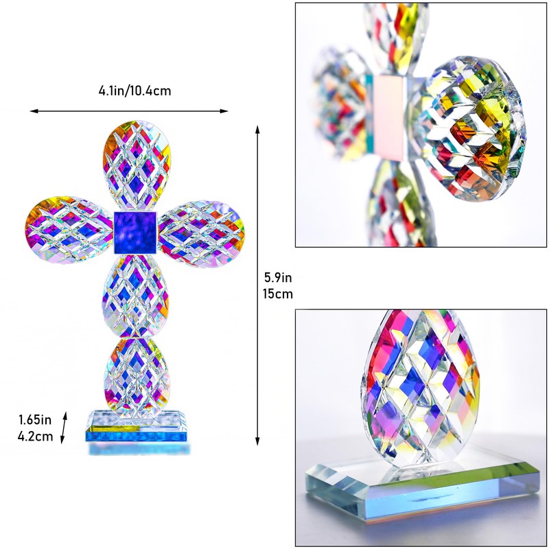 Colorful Crystal Cross Standing Decor