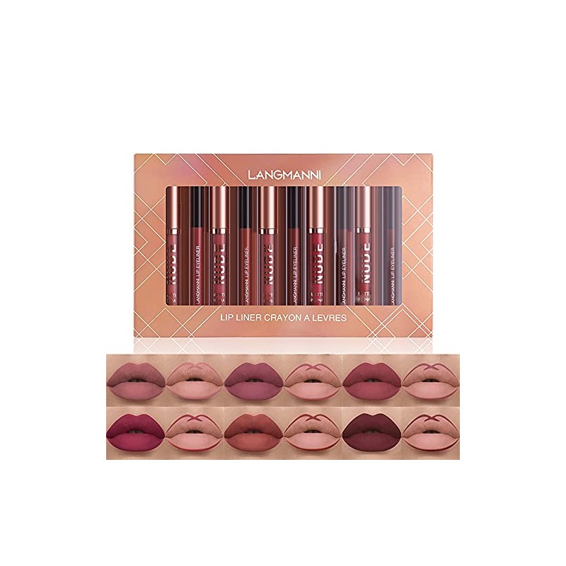 6 Pcs Velvety Matte Lip Gloss + lip Liner Set