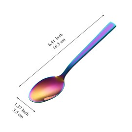 Berglander Rainbow Soup Spoons, 12 Pieces, Stainless Steel Table Spoon, Soup Spoon, Dessert Spoon, Suitable for Daily Life and All Kinds of Gatherings, Dishwasher Safe