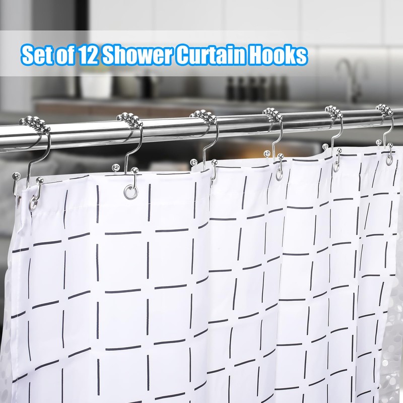 Shower Curtain Rings,Shower Curtain Hooks,Rust Proof Secure Lock Ring Clips