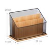 Relaxdays Document Holder, 3 Compartments, Metal & Bamboo, Letter Stand