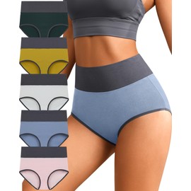 K-CHEONY High Waisted Underwear for Women Cotton Tummy Control Panties Full Coverage Soft Breathable Ladies Briefs