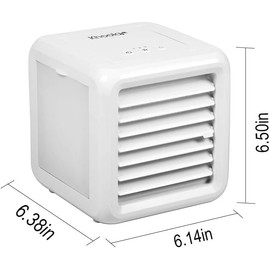 Portable Small Evaporative Air Cooler, Mini Portable AC with 300ml Water Tank and 3-Speeds Adjustable, Personal Air Cooler for Desk and Bedroom (White)