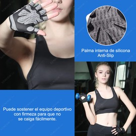 Sendowtek Guantes Deportivos de Gimnasia Guantes de Fitness y Ciclismo con Muñequera Guantes de Gym Mujer y Hombre con Diseño Medio Dedo y Transpirable para Ejercicios y Levantamiento de Pesas