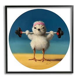Stupell Industries Born Strong Little Chicken Bird Lifting Weights, Design by Lucia Heffernan