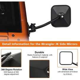 SUNPIE Mirrors Doors off Doorless Side Mirror Compatible with Jeep Wrangler JK/JKU 2007-2017 and 1996-2006 Wrangler TJ, Wrangler Sideview Mirror Suitable for No Door, Half Door