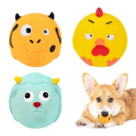 PORUPAEL Pack of 3 Squeaky Toys for Dogs, Squeaky Latex Dog Toy, Soft Latex Sound Toys with Squeaky Toy, Interactive Recall Game, Interactive Game for Small Dogs