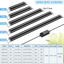 FEDOUR Aquarium LED Light, Full Spectrum Aquarium Plant Light with Timer, Extendable Metal Brackets, for Fish and Plant Tank (24-32 inch)