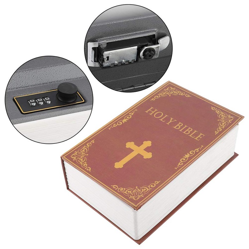 Combination Lock Hidden Bible Book Safe Realistic Design, Retro Decor,