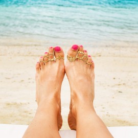 12Pcs Toe Rings for Women Non Tarnish Gold Plated Toe Rings Waterproof Open Adjustable Stacking Rings Boho Fish Tail Star Flower Wave Lotus Rings Beach Foot Jewelry Set for Teen Girls