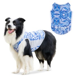 ExploreU Sun Protection Dog Shirts, Breathable Cooling Vest for Summer Lightweight Quick Dry and Insert Prevention Cotton Tank Top for Small Medium Large Pet Outdoor, Hiking (Blue Wave, Small)