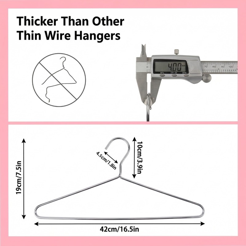 Bgtecho 10Pack Metal Coat Hangers, 16.5 in Stainless Steel Wire