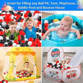 GUESVOT Ball Pit Balls, Crush Proof Plastic Balls for Ball Pit, BPA Free Phathalate Free 100pcs 2.2" Set for Toddlers for Play Tent Tunnel (Black White Red Pack of 100)