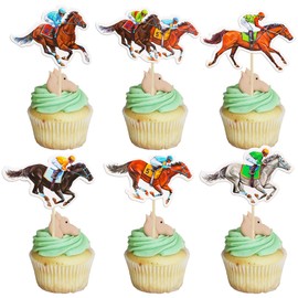 Gyufise 36Pcs Horse Cupcake Toppers Kentucky Derby Decorations Clothing Jockey Horse Racing Derby Toothpicks Run for the Rose Cupcake Picks for Kentucky Party Supplies