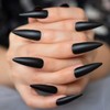 Black Extra Long Stiletto False Nails Matte Full Cover Solid