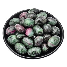 SigMntun Polished Ruby Zoisite Stones Healing Crystal Bulk, 24 Pcs, 1.5 cm Handpicked Natural Tumbled Gemstones Rocks for Healing, Reiki, Meditation, Witchcraft and Home Decoration