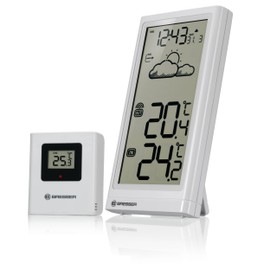 Bresser Meteo Temp Wireless Weather Station with Outdoor Sensor, Thermometer with Temperature Display for Indoor and Outdoor Use, Weather Forecast, with Fold-Out Base and Wall Mount, White