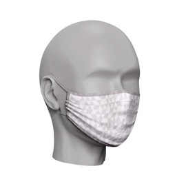 Triple Layer Flat Face Masks - Washable and Reusable Fabric Cover - Soft Cotton Inner Comfort - Diamond White/Grey - Medium