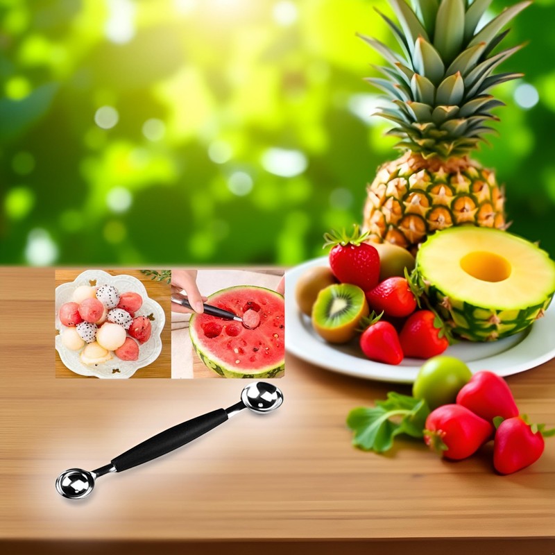 2 in 1 Stainless Steel Melon Ballers Melon Scoop,Double-Sided Fruit