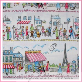 Michael Miller Fabrics BonEful Fabric FQ Cotton Quilt Pink B&W PARIS Eiffel Tower France Scenic Stripe