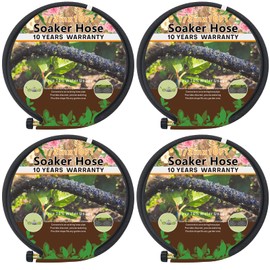 Holldoor 4-Pack Soaker Hose for Garden 10 Ft, Short Soaker Hoses 40 Ft, Rubber Garden Hose for Watering, Heavy Duty Drip Irrigation Hoses System (10 feet 4-Pack)