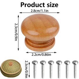12Pcs Wooden Drawer Knobs, Door Knobs for Cupboards, Wooden Knobs, Wooden Drawer Knobs with Screws2.8 X 2.3cm / 1.12 X 0.92 Inches, Wood Furniture Door Knobs for Home Kitchen Office Door Drawer