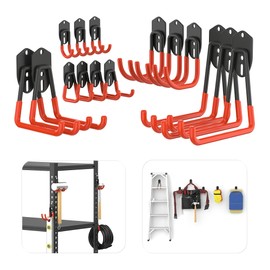 TORACK 15 PCS Garage Storage System Hooks, Shelving Hooks for Keyhole Shelving Units Wall Mount Utility Hooks for Tools, Ladders, Cords, Folding Chairs, Shovels and Rakes(Orange)