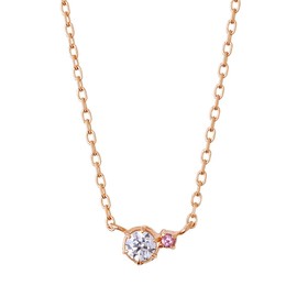 The KISS BD-SN701 Silver Necklace, Birthstone, Simple, Women's Gift, Pink Gold Coated, Emerald