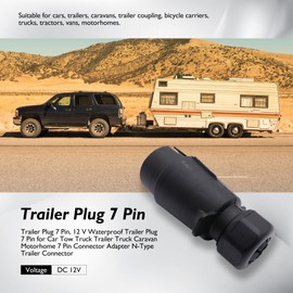HISports 7 Pin Trailer Plug 12V Waterproof 7 Pin Trailer Plug Connector N-Type Towbar Socket Plug Wiring Connector Adapter Towbar Towing Socket for Trailer Caravan Truck RV Boat Towbar Towing
