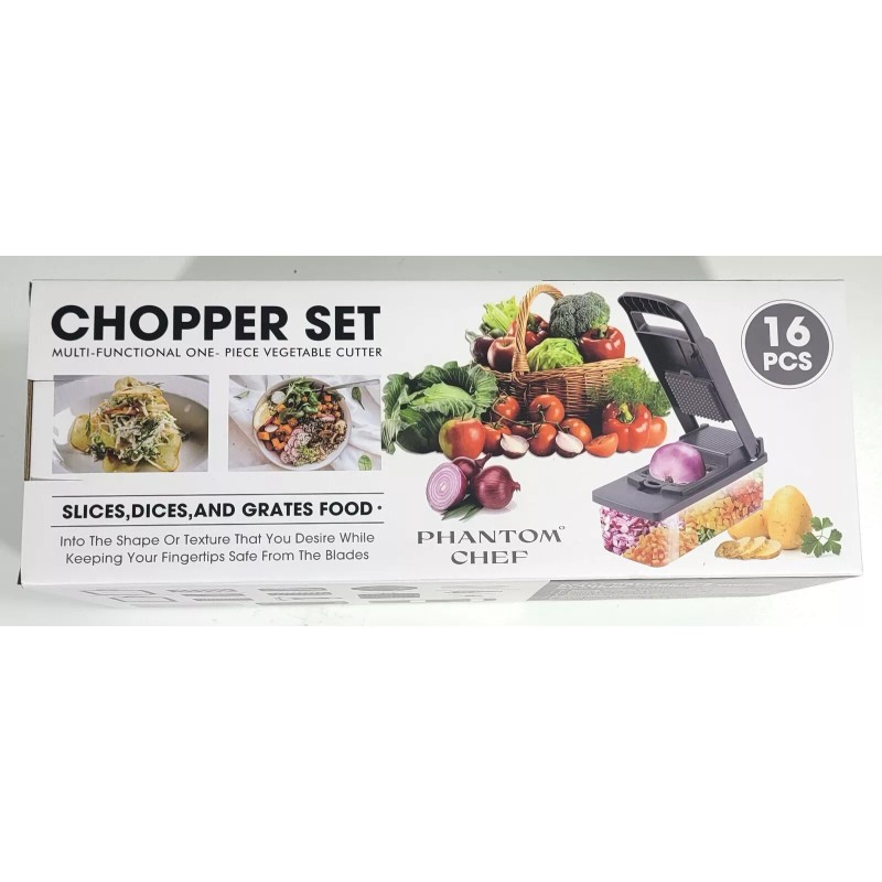 Phantom Chef 16 Piece Chopper Set w/ Container For Veggies,