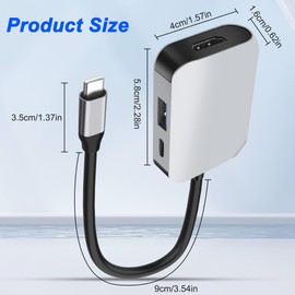 XMSJSIY USB Type-C Hub 3-in-1 Multiport Splitter Adapter with 4K HDMI & 5Gbps USB 3.0 & 100W Type-C PD Fast Data Transfer and Charging for Laptop, PC, TV Phone - 1 Piece