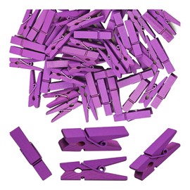 bociloy 100Pcs Mini Wooden Clips Clothespins, 1.4 Inch Natural Wood Craft Clips for Photos, Papers, Laundry, Clothes Line, Scrapbooking, DIY Arts & Crafts Projects, Purple