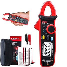 UNI-T UT210E Mini medidor digital de abrazadera 100 A CA CC voltaje real RMS alicates resistencia amperímetro, capacitancia, probador de diodos multímetro con clip de cocodrilo