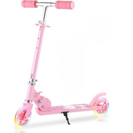 Scooters for Kids 3-12, Lightweight Foldable Design,3-Level Adjustable Height,Smooth & Quiet Ride,Gift for Girls Boys Indoor Outdoor (Pink)