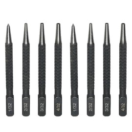PonFxp nail punch 8-Piece Manual Positioning Centre Punch Set with 4 Sizes (0.79mm, 1.59mm, 2.38mm, 3.18mm) for Metal and Woodworking; Ideal for Repair and DIY Projects