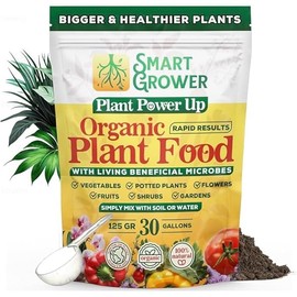Organic Plant Food with Beneficial Microbes, Fast Acting Vegan Fertilizer for Vegetable Garden, Outdoor & Indoor Plant Fertilizer, Miracle Growth for Plants Concentrated Value 125GR Makes 30 gallons