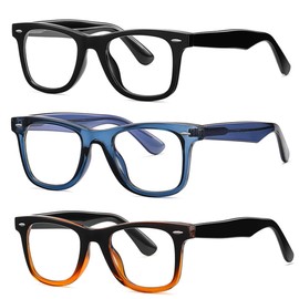 bullabulling Retro Square Oversized Reading Glasses for Women Blue Light Blocking Computer Readers Spring hinge (black/blue/black tea, 1.75, multiplier_x)