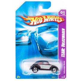Mattel 2008 Equipo de Hot Wheels: Volkswagen Negro/Gris Volkswagen Beetle w/5sps # 129 (01 de 04)