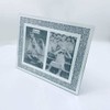 EagleWiz GLASS MIRRORED CRUSHED CRYSTAL DIAMOND,DOUBLE PHOTO FRAME,TWO PHOTOS SILVER