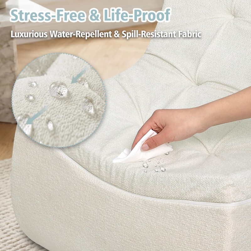 HAVARGO Boneless Single Sofa Memory Foam Couch Chair for Small