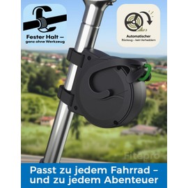 Children's Bicycle Tow Rope 2.5 m, Pull Rope for Children's Bike and MTB, 120 kg Load Capacity, Retraction Mechanism, Includes Germany Flag Pin and 10 x Reflectors