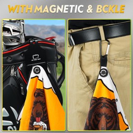 LZFAN Funny Golf Towel Magnetic with Hook Cotton Golf Towels, Golf Towel Set for Golf Bags for Men Beer Bear