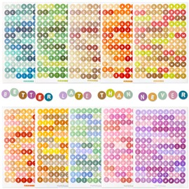 Waynoda 10 Sheets Colorful Letter Stickers Alphabet Letter and Number Stickers Self Adhesive Alphabet Letter Scrapbooking Stickers Decorative DIY Crafts Stickers