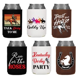 12PCS Kentucky Horse Derby Can Cooler Party Supplies – Horse Racing Day Beverage Cover Sleeves Decorations