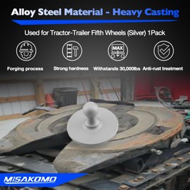 Misakomo Fifth Wheel to Gooseneck Adapter 2085295 - Kingpin to 2-5/16 Inch Gooseneck Ball Adapter with 30,000lbs Max Load Capacity - Gooseneck to Fifth Wheel Adapter for Tractor and Trailer - Silver