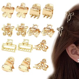 Kireida® Pack of 14 Small Hair Clips for Thin/Medium Thick Hair, Small Metal Hair Claws for Women and Girls, Medium Non-Slip Short Hair